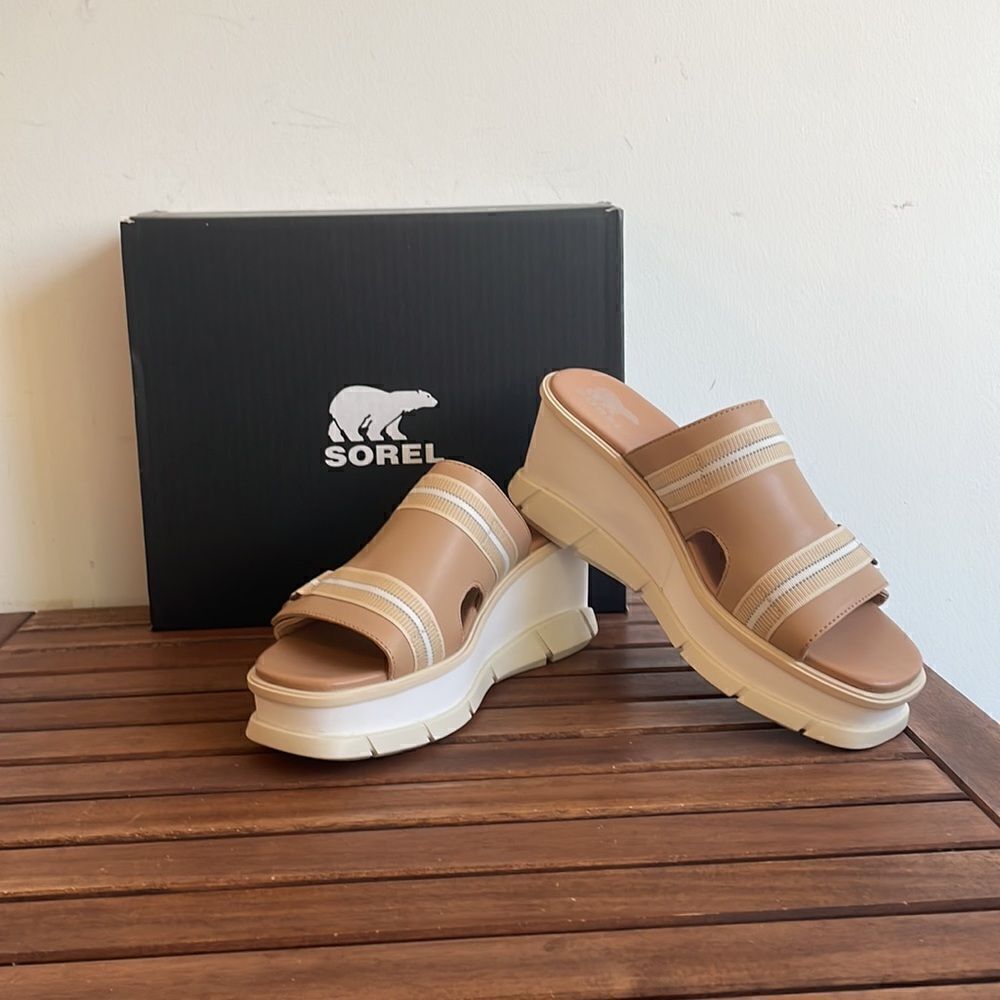 Sorel Joanie Iii Wedge Slide Adjustable Vamp Strap Sandals Us Women 9/Uk 7/Eu 40